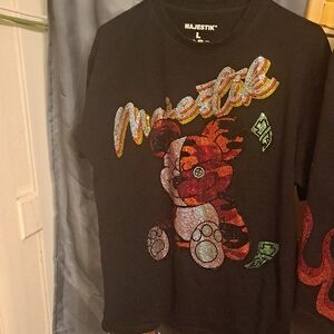 Majestic Black Graphic Short Set with Red and Green Accents